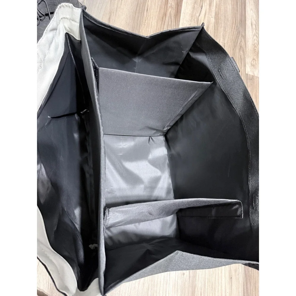 Pampered Chef Large Utility Tote Bag Black White Divided Organizer Shopping Bag
